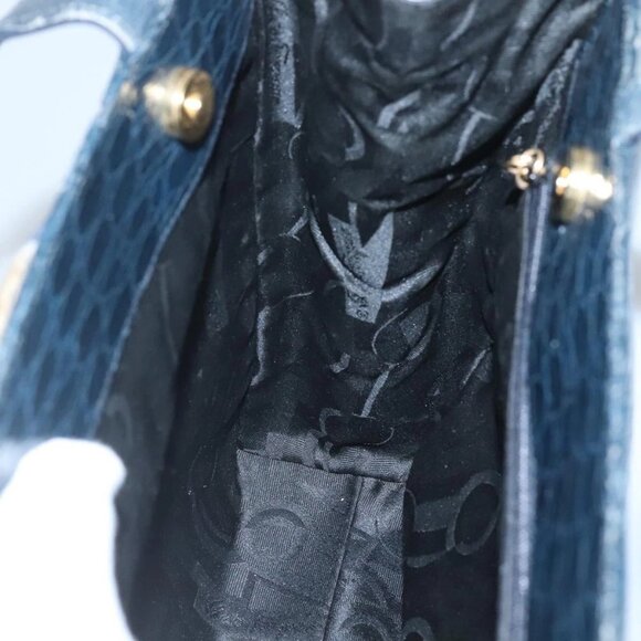 Salvatore Ferragamo Shoulder Bag Leather Navy Gold Auth - Picture 15 of 16